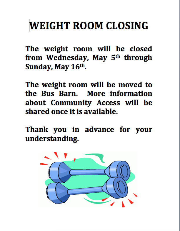 Weight Room Closing