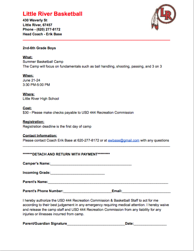 Little River Basketball Camp Grades 2-6